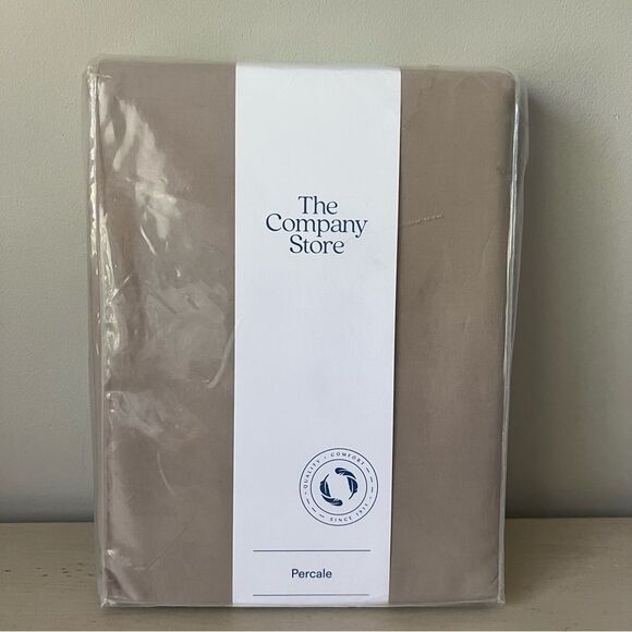 New Queen 100% Cotton Percale Duvet Cover The Company Store- Cocoa 90x96 - Picture 2 of 10